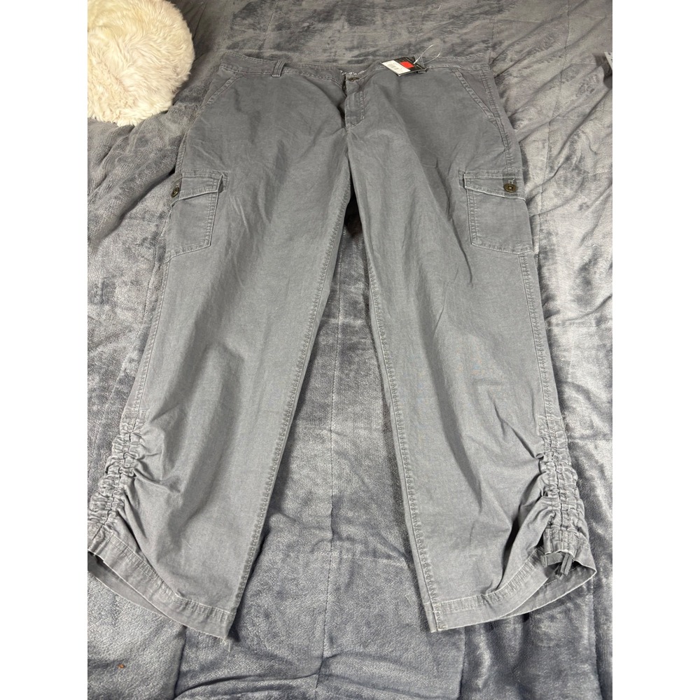 Eddie Bauer Gray Cargo Pants Womens T18 Ruched Cinched Hem Mid Rise Utility